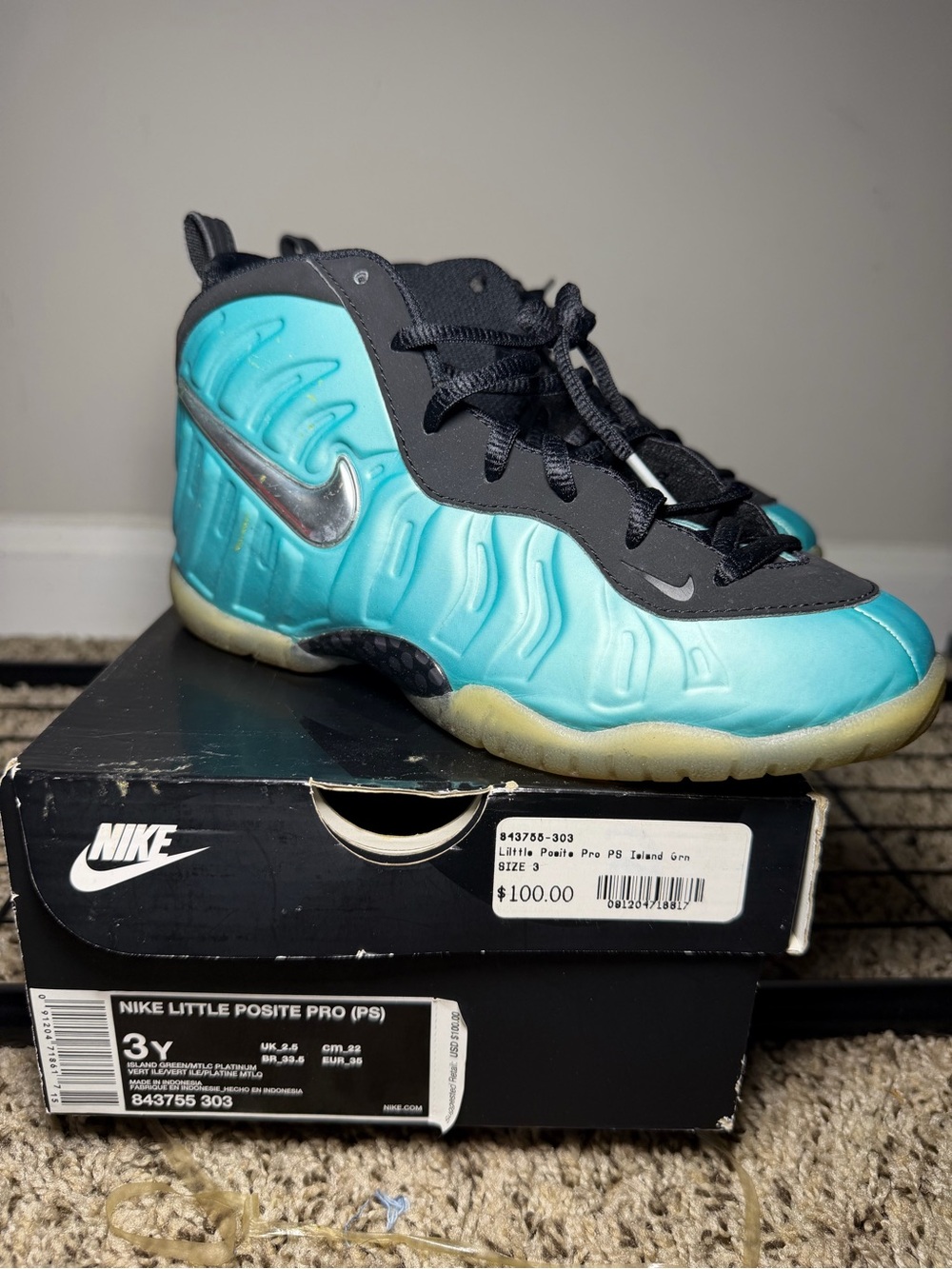 Nike Kids Foamposite Pro Turquoise/Black Sneakers